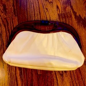 White leather clutch purse